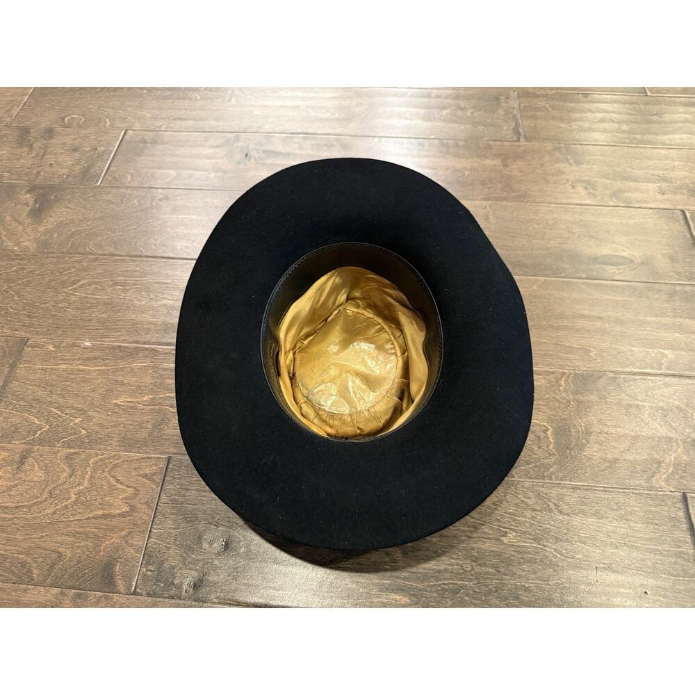 Australian Outback Collection Mens Black Genuine Leather Cowboy Hat Size 7 57 - Picture 7 of 12
